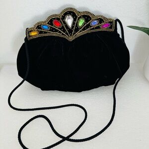 Vintage Velvet Evening Bag with Colorful Beaded Details - C&A Brand